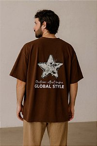 Camiseta BOXY OVERSIZED - ESTONADA MARROM - STAR