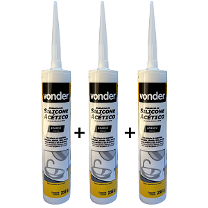 KIt com 3 Unidades Silicone Acético Branco Vonder – 256g