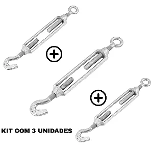 Kit 3 Esticadores Gancho/Olhal 3/8" Nove54 Galvanizado