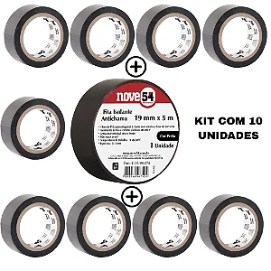 Kit 10 Fitas Isolantes Nove54 19mmx5m Preta Antichama