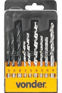 Jogo Brocas Combinadas 9 Pçs Vonder Madeira Concreto Metal