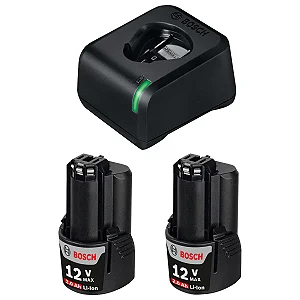 Carregador Bosch GAL 12V-20 Bivolt com 2 Baterias 12V GBA 2.0Ah
