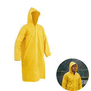 Kit 3 Capas De Chuva Vonder PVC Laminado Amarela Tamanho G Com Capuz E Botões