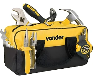 Bolsa Vonder Para Ferramentas em Lona Reforçada 8 Divisões Amarela – Organização e Resistência