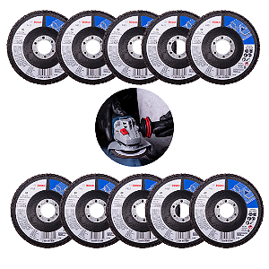 Disco Flap Bosch X421 115mm G40 Curvo Kit 10 Unidades Para Ferro, Metal e Aço