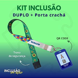 KIT INCLUSÃO: Colar Duplo + Porta Crachá Azul