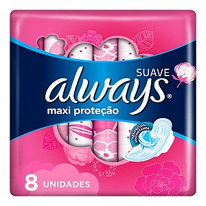 Always Absorvente Maxi Proteção Suave com Abas 8 Unidades
