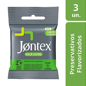 Jontex Preservativo Camisinha Sabor Maçã Verde - 3 Unidades