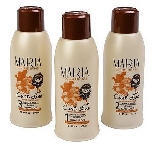 Maria Escandalosa Kit Permanente Curl Line Shampoo + Máscara + Ativador de Cachos 300 + 300 + 300mL