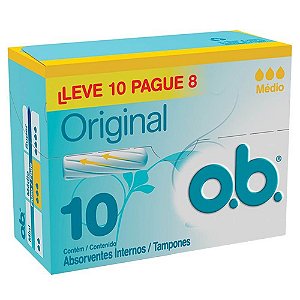 O.B Absorventes Internos Original Médio Leve 10 Pague 8