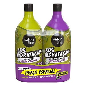 Salon Line Kit S.O.S Hidratação Shampoo 1L + Condicionador 1L Ultra Cachos