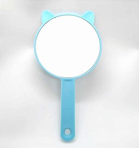 Espelho De Mão Redondo Gatinho Azul