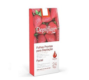 Folhas Prontas Para Depilação Facial Morango Depilflax 24un