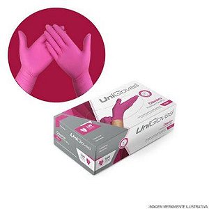 Luva Unigloves Látex c/ pó Pink 100un P