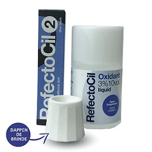 Kit Refectocil Preto Azulado + Oxidante 100ml = ganhe Dappen!