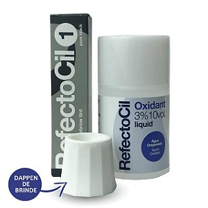 Kit Refectocil Preto + Oxidante 100ml + Dappen