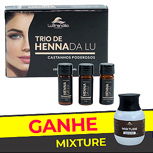 Kit 3 Hennas Lu Brandão Castanhos Poderosos - GANHE 3 Fix Solution Cremoso 10 ml