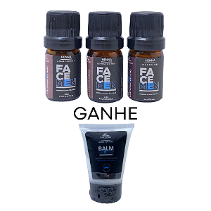 Kit 3 Hennas Masculinas Castanhos Para Barba e Sobrancelhas Lu Brandão - Brinde um Balm Cream Masculino