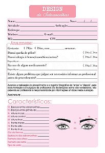 Ficha Anamnese para Design de Sobrancelhas 14x21cm 50 Folhas