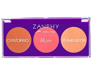 Paleta de Trio Contorno,Blush e Iluminador Zanphy Linha Pele