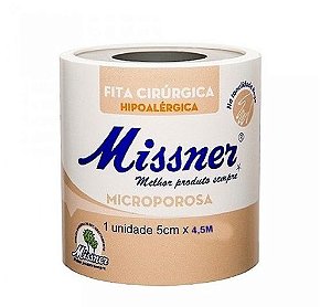 Fita Microporosa Hipoalérgica Missner Bege-5cm x 4,5m.