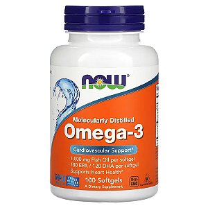 Omega-3 1000mg(EPA 180mg, DHA 120mg), 100 Softgels - Now.