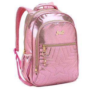 MOCHILA ESCOLAR MENINA METÁLICA ESTRELA JUST