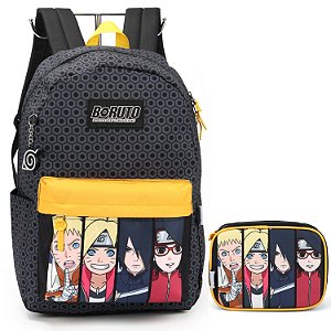 KIT MOCHILA ESCOLAR E ESTOJO BOX MENINO BORUTO