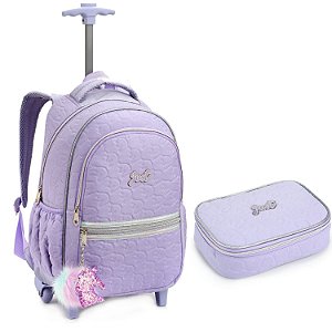 KIT MOCHILA DE RODINHA E ESTOJO MATELASSE JUST