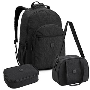 KIT MOCHILA ESTOJO LANCHEIRA CRINKLE