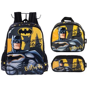 KIT MOCHILA ESCOLAR ESTOJO E LANCHEIRA TERMICA BATMAN