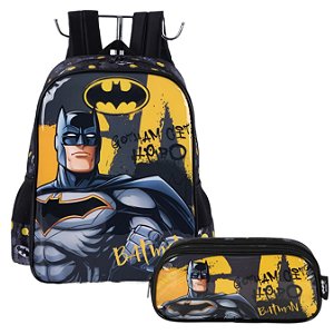 KIT MOCHILA E ESTOJO ESCOLAR BATMAN