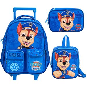 KIT MOCHILA DE RODINHA LANCHEIRA E ESTOJO PATRULHA CANINA