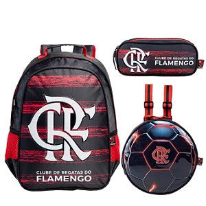 KIT MOCHILA COSTAS LANCHEIRA ESTOJO INFANTIL FLAMENGO