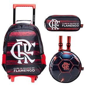 KIT MOCHILA DE RODINHAS ESTOJO E LANCHEIRA FLAMENGO