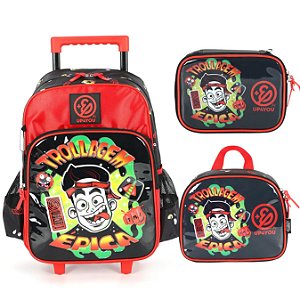 KIT MOCHILA DE RODINHA LANCHEIRA ESTOJO ESCOLAR ENALDINHO