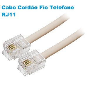 Cabo Cordão Fio Telefone Rj11 Com 1,5 Metros E 4 Vias Pronto Uso Com Conectores