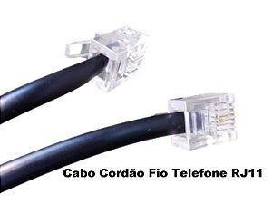 Cabo Cordão Fio Telefone Rj11 Com 2 Metros E 4 Vias Pronto Uso Com Conectores