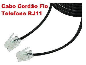 Cabo Cordão Fio Telefone Rj11 Com 3,5 Metros E 4 Vias Pronto Uso Com Conectores
