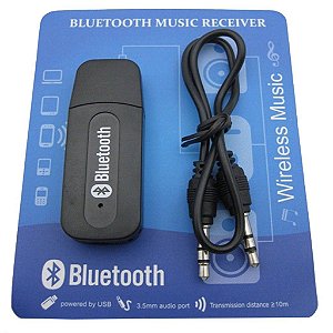 1x Receptor Adaptador Bluetooth Usb P2 Audio Stereo + 1x Mini Cabo P2 3.5mm