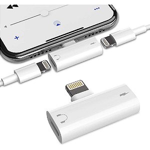 Adaptador Duplo Lightning P/ iPhone 8 Plus Fone + Carregador