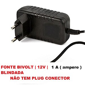 10x Fontes 12v 1a Blindada Bivolt Fio 1.5m sem Plug Conector