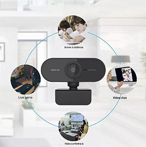 Câmera Webcam Usb Full Hd 1080P Com Microfone Visão 360
