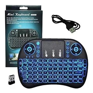 Mini Teclado Keyboard Sem Fio Wireless Usb Com Led