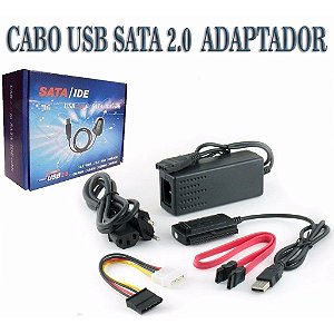 ADAPTADOR SATA IDE CONVERSOR CABO USB 2.0 COM FONTE