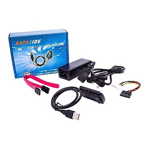 CABO ADAPTADOR USB 2.0 IDE SATA HD DVD CONVERSOR PC E FONTE