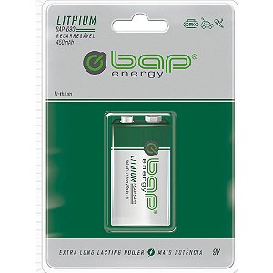 Bateria Recarregável 9 V Bap-690 Lithiun 450mah 500 Recargas