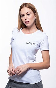 Camiseta Manga Curta Feminino ROMA Hard Work Branco