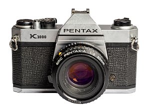 Câmera 35mm - Pentax K1000 (9.3/10) + Lente 55mm f/2 (9.6/10) + Filme + Alça