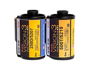 Kit 2 Filmes 35mm - Kodak Vision 3 250D + 500T - 20 poses - Novos - Cine Cor